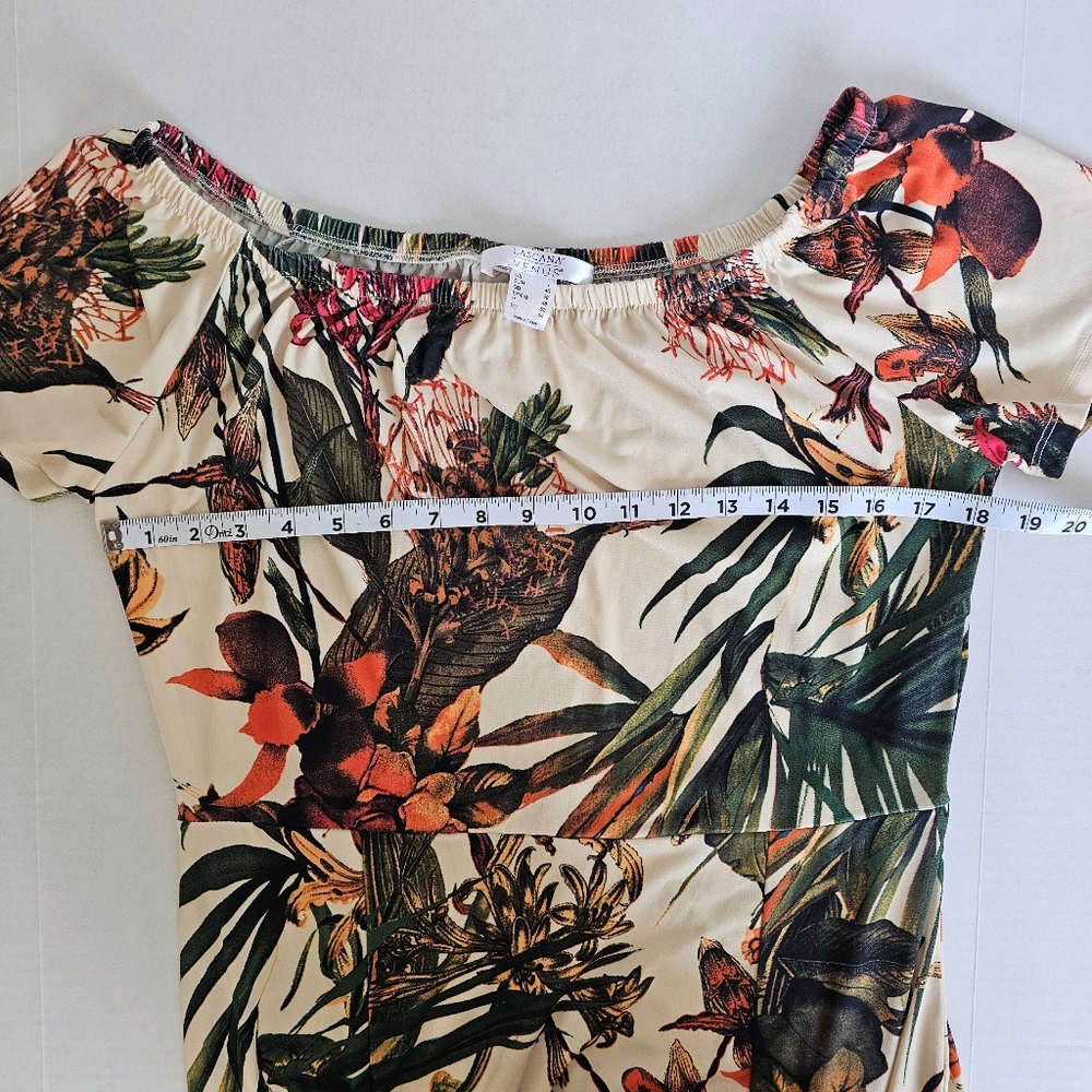 Lascana For Venus Off The Shoulder Tropical Floral Print Maxi Slit Dress Size L - Picture 8 of 12